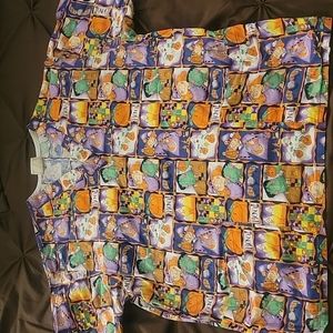 Peaches Halloween Scrub Top